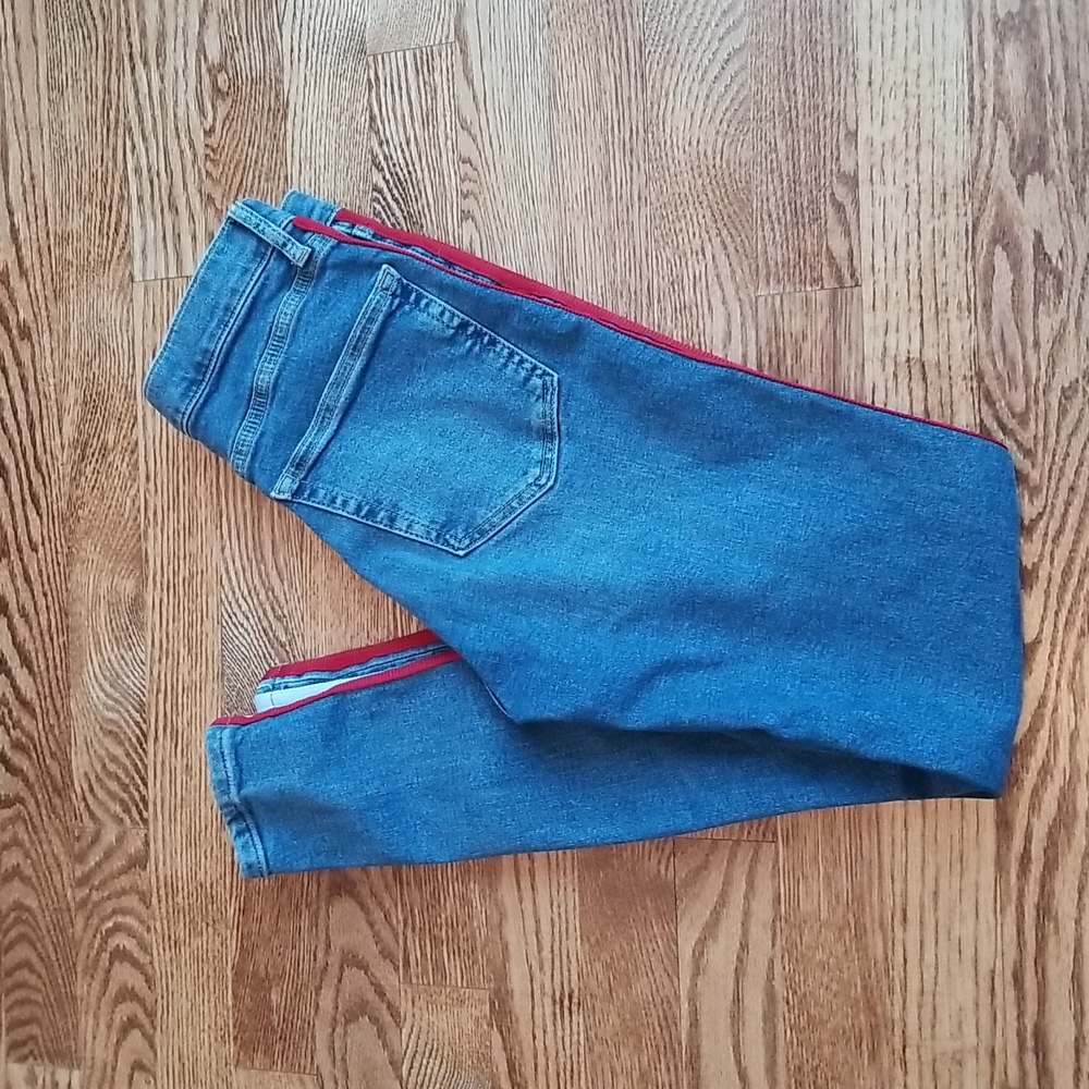 (28W/34L) TopShop Jamie Moto Side Stripe Super Skinny High Rise Denim Jeans